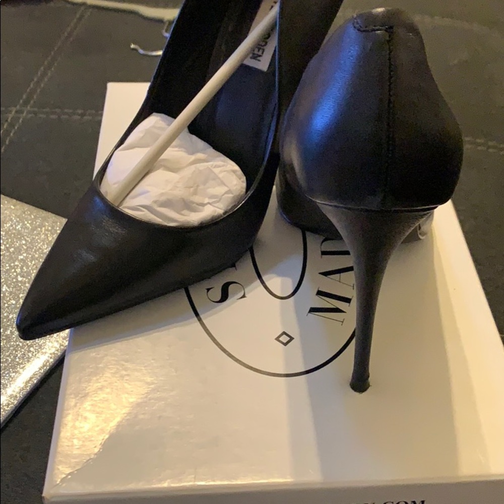 Black leather heels from Steve Madden